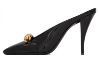 SAINT LAURENT LE MAILLON Closed Toe Slippers Women's Black Gold