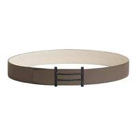 HERMES Calfskin Leather Belts Unisex Gray/Brown Width 3.8cm