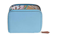 HERMES Silk'In Epsom Calfskin Wallet Women's 7N Celeste Sky Blue/Tea Brown