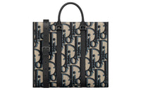 DIOR Oblique Print Shoulder Bag Crossbody Bag Handbag Men's Beige & Black