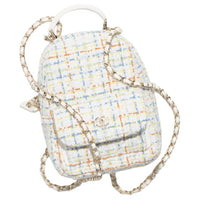 CHANEL Wool Backpack Mini Women's White Multicolor