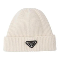 PRADA Wool, Polyester Beanies Men's White