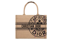DIOR BookTote Beige Canvas Tote Bag, Shopping Bag, Handbag Medium Size Women's Yellow