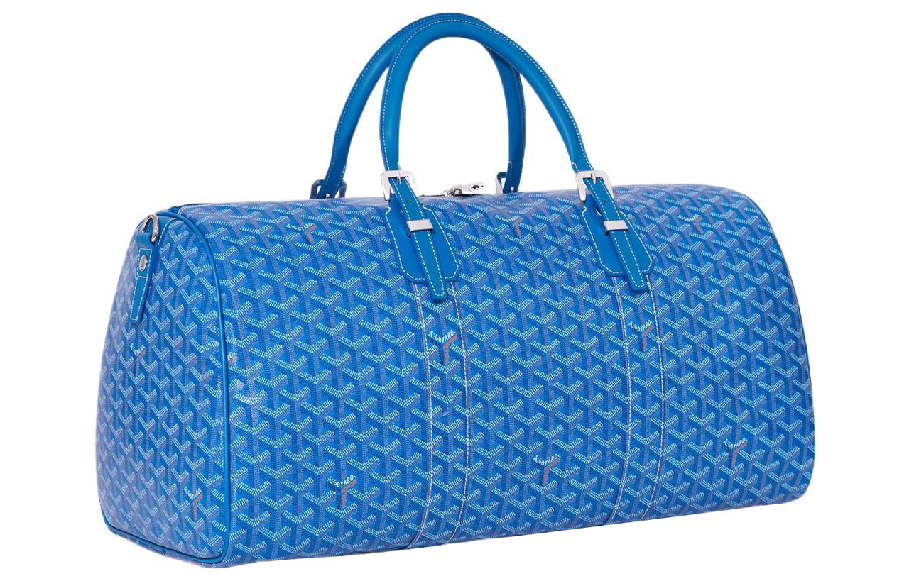 GOYARD Canvas With Calfskin Dog's Teeth One Shoulder Crossbody Portable Travel Bag Unisex Blue