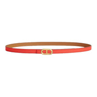 HERMES Leather Metal Calfskin Gold-Plated Leather Belts Women's Brown Width 1.3CM