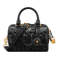 DIOR Wicker Pattern Calfskin Handbag Shoulder Bag Crossbody Bag Small Size Women's Black