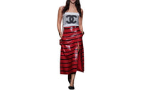 CHANEL 24 Spring And Summer Leather Long Skirts Women's Red