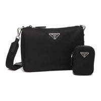 PRADA Recycled Polyamide Shoulder Bag Unisex Black