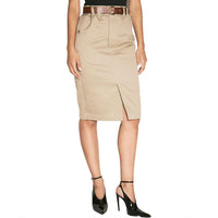 SAINT LAURENT Belted Gabardine Pencil Skirt