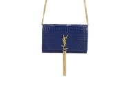 SAINT LAURENT Crocodile Leather Crossbody Bag Regular Women's Marine Blue