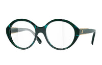 CHANEL Acetate Oval Eyeglass Frames Women's Green