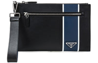 PRADA Saffiano Leather Clutch Men's Black