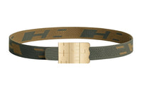 HERMES Nylon Belt Men's Brown/Green Width: 3.2cm