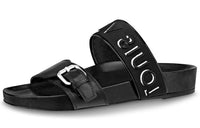 LOUIS VUITTON Bom Dia Fashion Slippers Women's Black