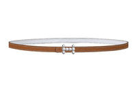 HERMES Iconic Bubble Silver Buckle Smooth Buckle Calfskin Leather Belts Women's Brown 1.3cm