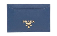 PRADA Cross-Stitch Leather Wallet Women's Blue