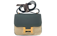 HERMES Constance Epsom Leather Shoulder Bag Crossbody Bag Mini Women's Y7 Bleu Orage Hurricane Blue