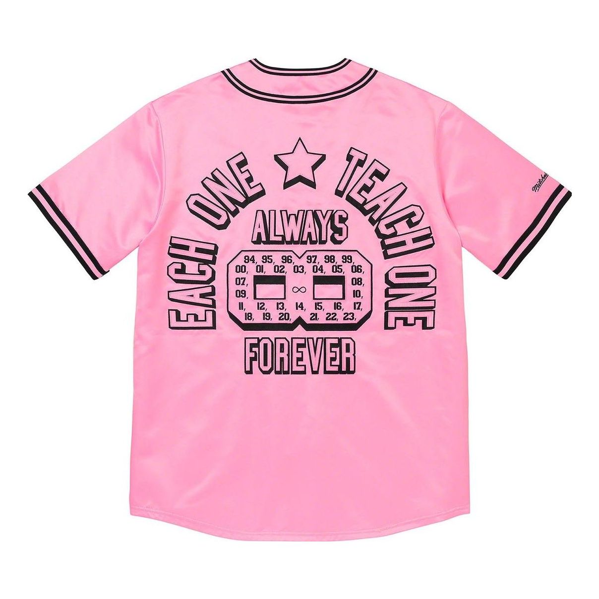 Supreme x Mitchell & Ness Satin Baseball Jersey 'Pink Black' SUP-SS23-016