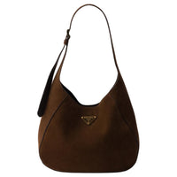 PRADA Calfskin Shoulder Bag Medium Size Women's Cocoa