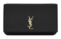 SAINT LAURENT Monogram Calfskin Smooth Finish Leather Crossbody Cell Phone Pouch Women's Black