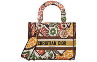 DIOR Lady D-Lite Cotton Handbag Medium Size Women's Multicolor