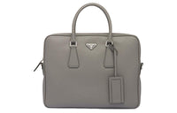 PRADA Leather Briefcases Handbags Men's Marble Gray