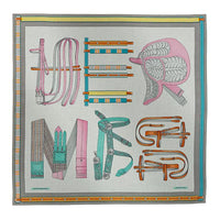 HERMES Cashmere Mulberry Silk Shawls Women's Mixed Gray