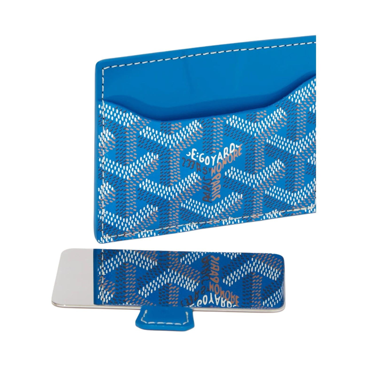 GOYARD Canvas With Calfskin Card Holder Unisex Blue