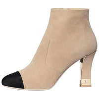 CHANEL Ankle Boots Women's Beige Black