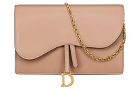DIOR Saddle Goatskin One Shoulder Crossbody Clutches Women's Pink