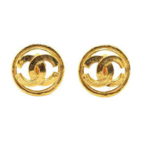 CHANEL 1994 Plated Cc Round Clip On Earrings Costume Earrings