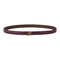 LOUIS VUITTON Leather Canvas Metal Enamel Leather Belts Women's Purple Width: 1.5cm