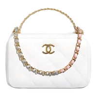 CHANEL Cow Leather Camera Bag Chain One Shoulder Handbag Crossbody Bag Women's White