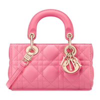 DIOR Wicker Pattern Sheepskin Lady Dior Bag, Shoulder Bag, Crossbody Bag, Handbag Extra Mini Women's Candy Pink