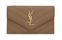 SAINT LAURENT Calfskin Card Holder Women's Taupe
