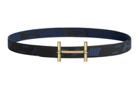 HERMES Nylon Belt Men's Blue/Black Style 3.2cm