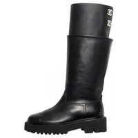 CHANEL Knee-high Boots Women's Black