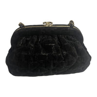 CHANEL Silk Evening Party Bag Handheld Shoulder Bag Crossbody Bag Women's Black