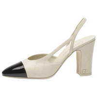 CHANEL 24K Chunky Heel High Heels 8.5cm Women's Beige