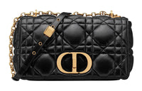 DIOR Caro Cow Leather Shoulder Bag, Crossbody Bag Medium Size Women's Black