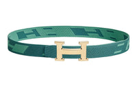 HERMES Minimalist Style Fashion Versatile H Stripes Smooth Buckle Belt Men's Width: 3.2cm