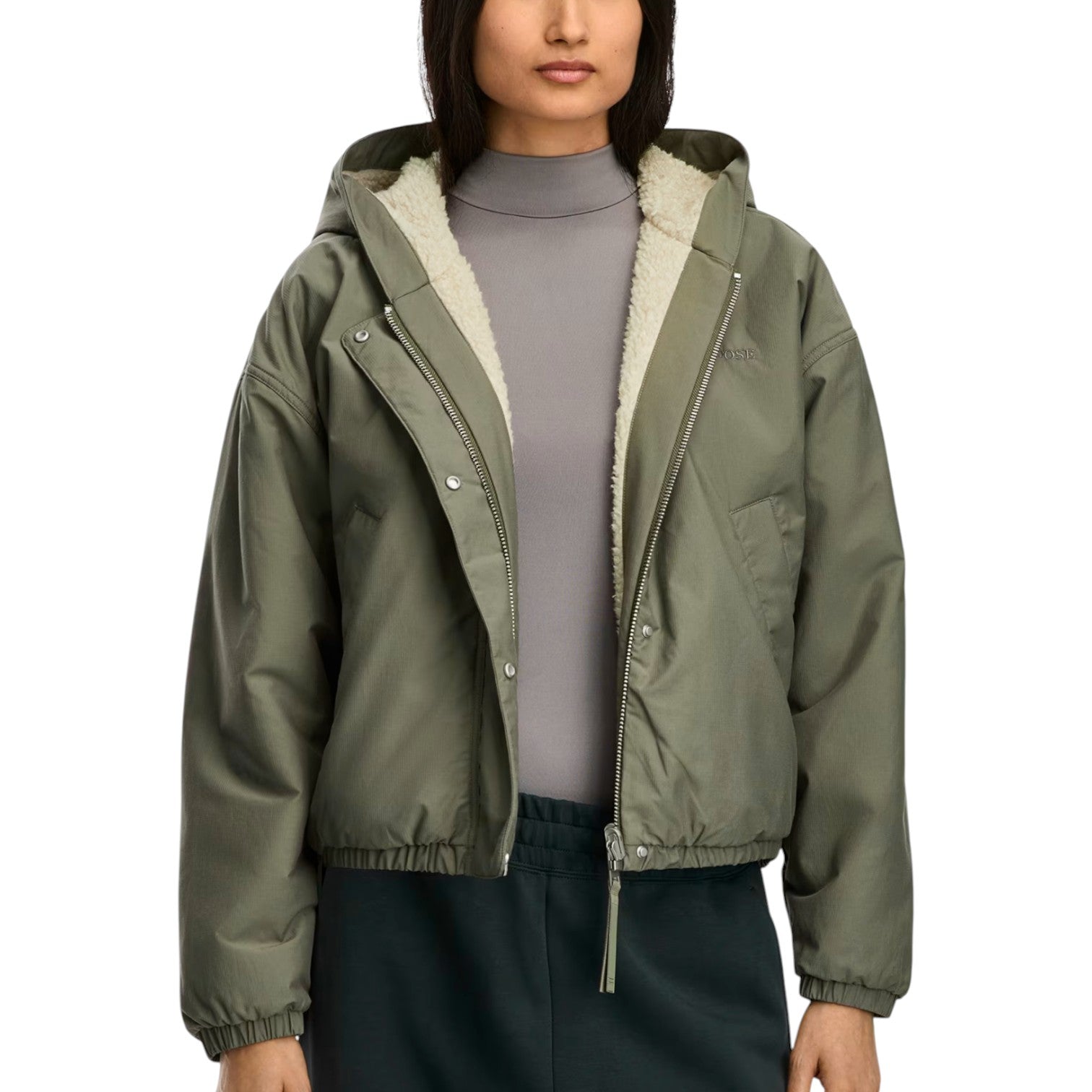 (WMNS) Canada Goose Alberni Reversible Fleece Bomber 'Light Tan Smokey Sage' 7068W-9441