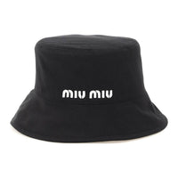 MIU MIU Twill Cotton Bucket Hats Unisex Black