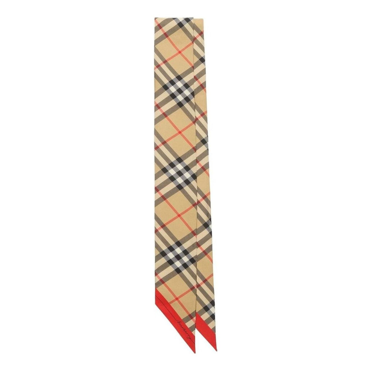 (WMNS) Burberry 26 Skinny Contrast Check Silk Scarf 'Sand Beige Pebble White' 81199631
