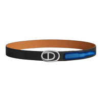 HERMES Calfskin Leather Belts Unisex Black/Multicolor Width: 3.2cm