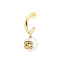 CHANEL Earrings Women's Gold, Pearl White