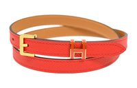 HERMES Leather Belts Women's Orange Red