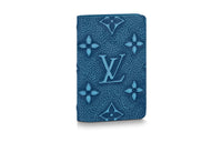 LOUIS VUITTON Cow Leather Card Holder Wallet Men's Blue