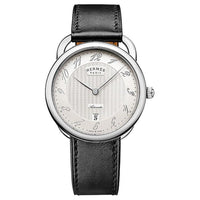 HERMES Arceau Collection Wrist Watch Automatic Mechanical Movement Cowhide Strap 40mm Silver Dial Men's Watches
