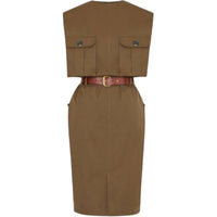 SAINT LAURENT Cut-Out Belted Dress